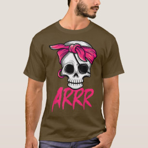 Pirate Dead With Eye Patch Pink Bandana Halloween T-Shirt