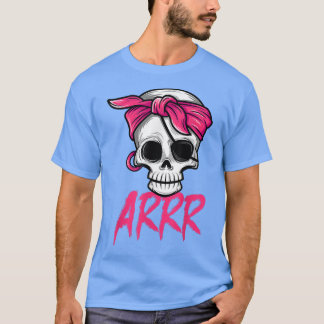 Pirate Dead With Eye Patch Pink Bandana Halloween  T-Shirt