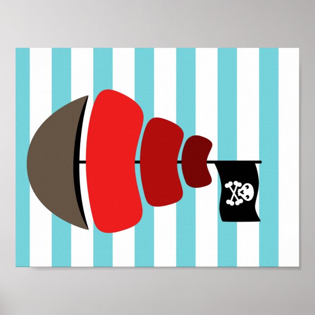 Pirate design with striped background poster (Front)