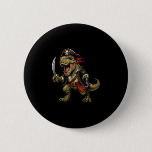 Pirate dinosaur dino trex halloween costume funny 2 inch round button
