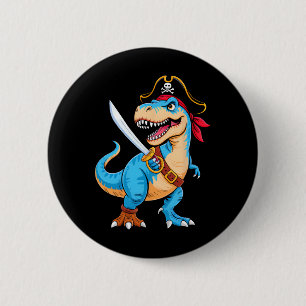 Pirate Dinosaur T Rex Boys Kids Funny Halloween Co 2 Inch Round Button