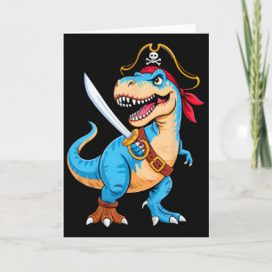 Pirate Dinosaur T Rex Boys Kids Funny Halloween Co Card