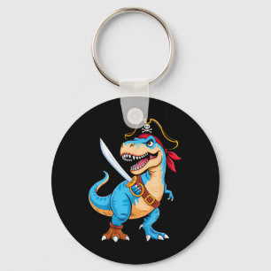 Pirate Dinosaur T Rex Boys Kids Funny Halloween Co Keychain