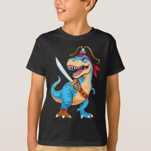 Pirate Dinosaur T Rex Boys Kids Funny Halloween Co T-Shirt