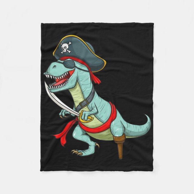 Pirate Dinosaur T Rex Fun Tyrannosaurus Halloween  Fleece Blanket (Front)