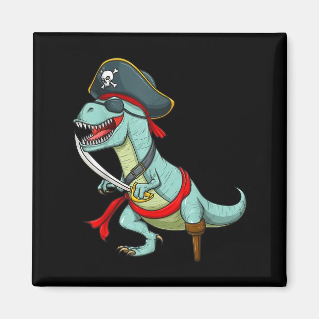 Pirate Dinosaur T Rex Funny Tyrannosaurus Hallowee Magnet (Front)