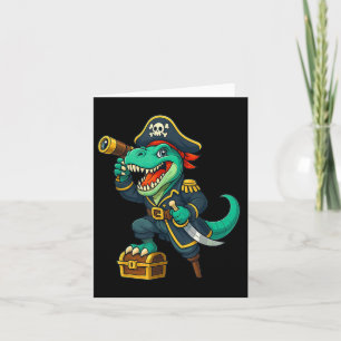 Pirate Dinosaur T Rex Red Bandana Funny Halloween  Card