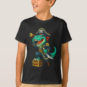 Pirate Dinosaur T Rex Red Bandana Funny Halloween T-Shirt