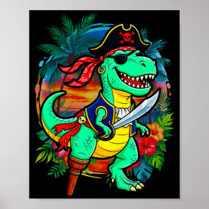 Pirate dinosaur toddler boy funny kids costume  poster