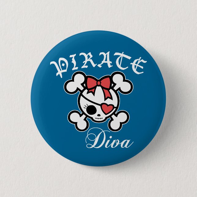 Pirate Diva 2 Inch Round Button (Front)