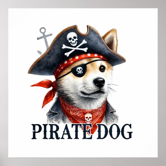 Pirate Dog - Digital Watercolor Poster (Front)