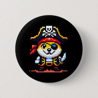 Pirate Dog - Funny Pixel Art Adventure Design 2 Inch Round Button