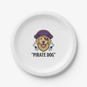 Pirate Dog Vintage Engraving Shirt Design_1 Paper Plate