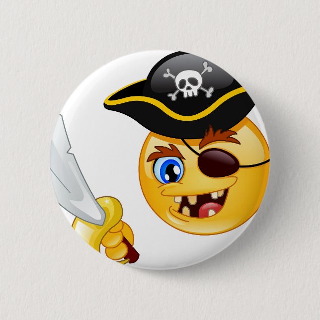 pirate emoji 2 inch round button (Front)