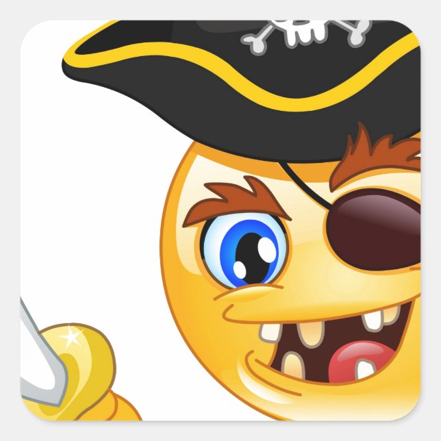 pirate emoji square sticker (Front)
