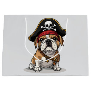 Pirate English Bulldog Skull Crossbones Large Gift Bag