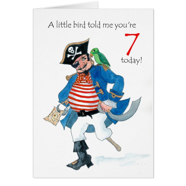 Pirate et perroquet amusants 7e anniversaire (Devant)