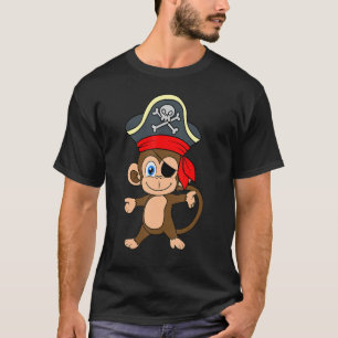 Pirate Eye Patch Monkey Sea Sailor Crew Ship Treas T-Shirt