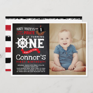 Pirate First Birthday Invitation with Photo
