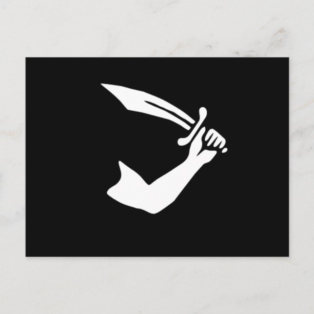 Pirate Flag Arm with Sword Thomas Tew Postcard (Front)