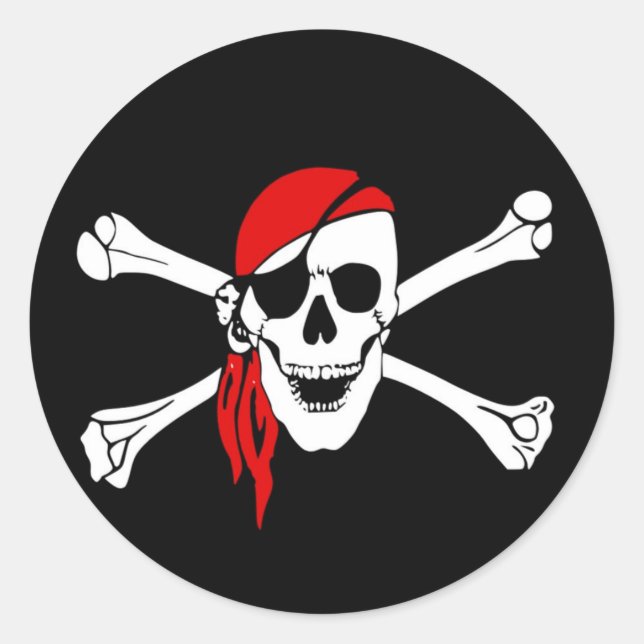 pirate flag bones skull danger classic round sticker (Front)