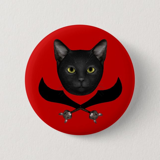 Pirate Flag Cat 2 Inch Round Button (Front)