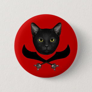 Pirate Flag Cat 2 Inch Round Button