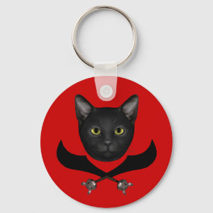 Pirate Flag Cat Keychain