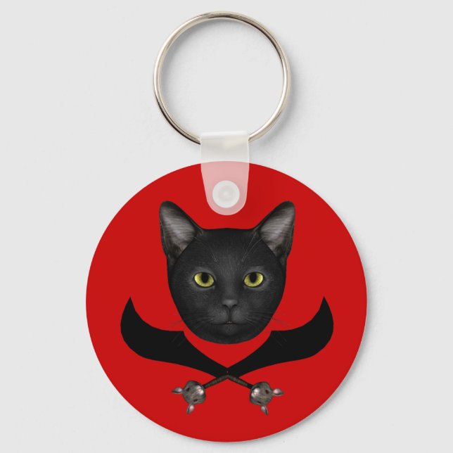 Pirate Flag Cat Keychain (Front)