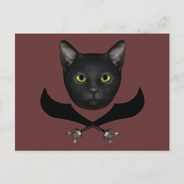 Pirate Flag Cat Postcard (Front)