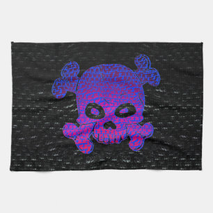Pirate Flag Custom Purple Fade Blue bkg Kitchen Towel