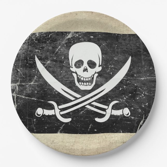 Pirate Flag Neverland Paper Plates (Front)