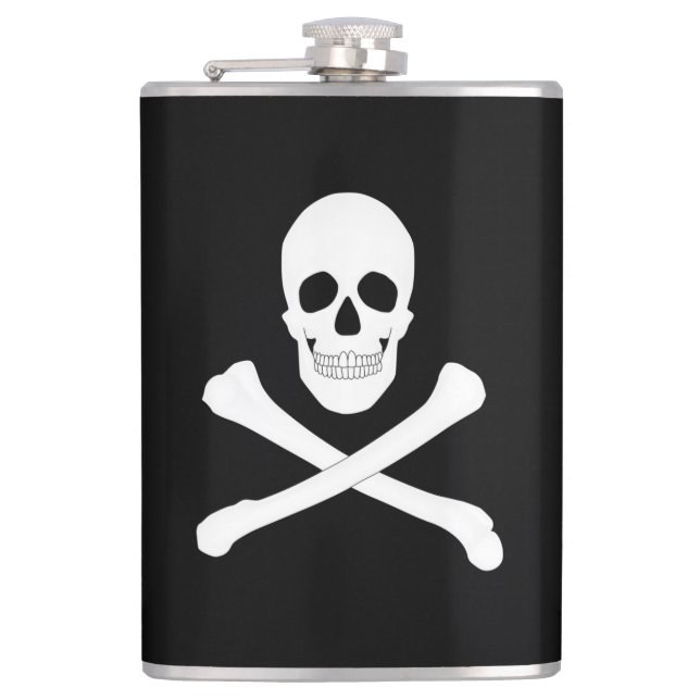 Pirate Flag (Skull and Crossbones) (Jolly Roger) Hip Flask (Front)