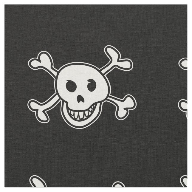 Pirate flag skull and crossbones pattern fabric (Close Up)