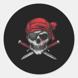 Pirate Flag Skull And Crossbones Skeleton Graphic Classic Round Sticker