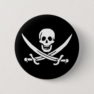 Pirate Flag Skull Crossed Swords 2 Inch Round Button