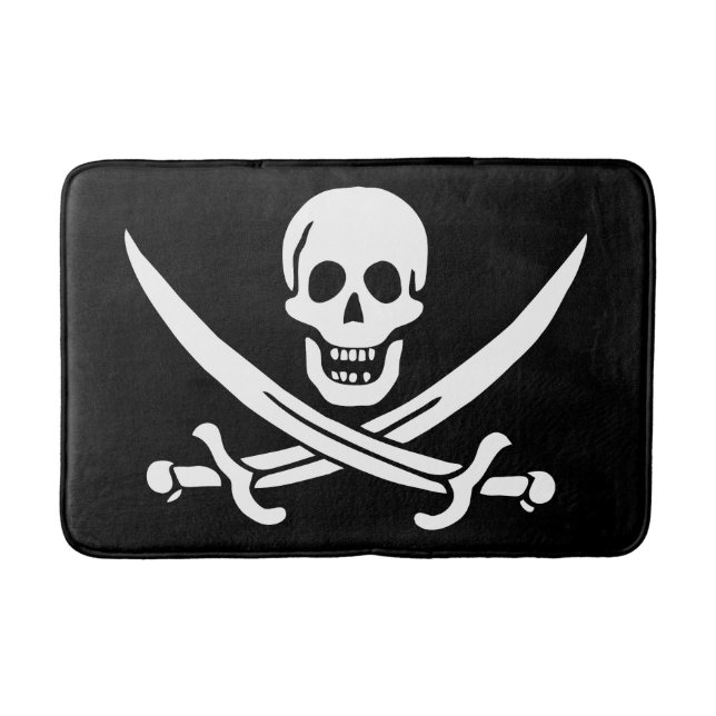 Pirate Flag Skull Crossed Swords Bath Mat (Front)