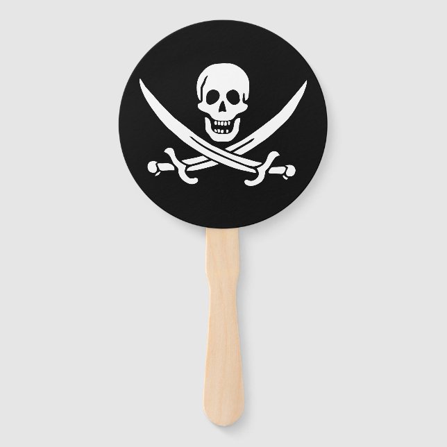 Pirate Flag Skull Crossed Swords Hand Fan (Front)