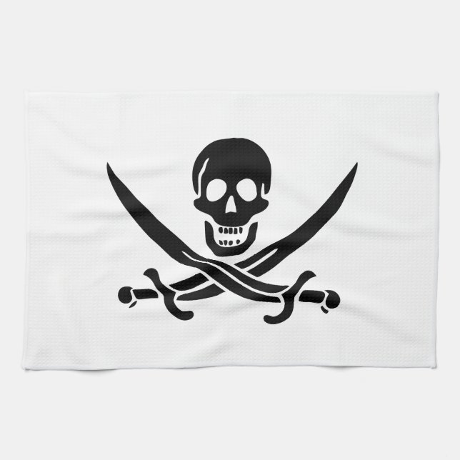Pirate Flag Skull Crossed Swords Kitchen Towel (Horizontal)
