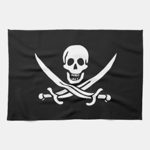 Pirate Flag Skull Crossed Swords Kitchen Towel