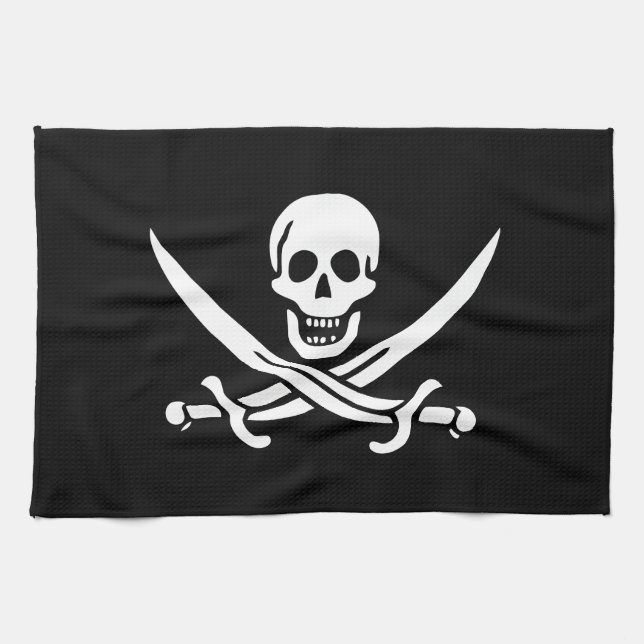 Pirate Flag Skull Crossed Swords Kitchen Towel (Horizontal)