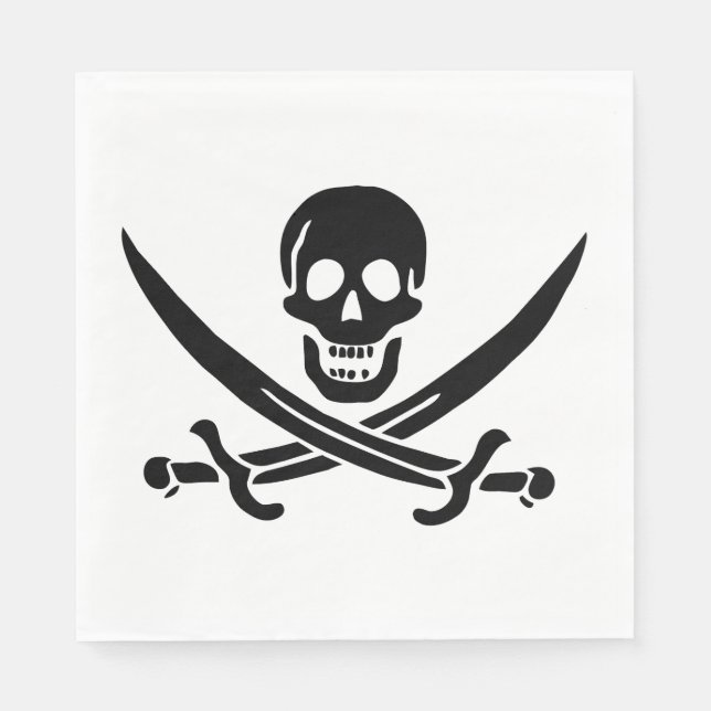 Pirate Flag Skull Crossed Swords Napkin (Front)
