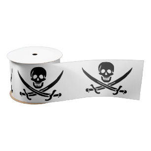 Pirate Flag Skull Crossed Swords Satin Ribbon