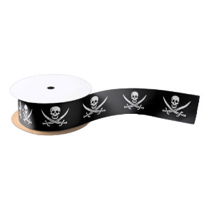 Pirate Flag Skull Crossed Swords Satin Ribbon