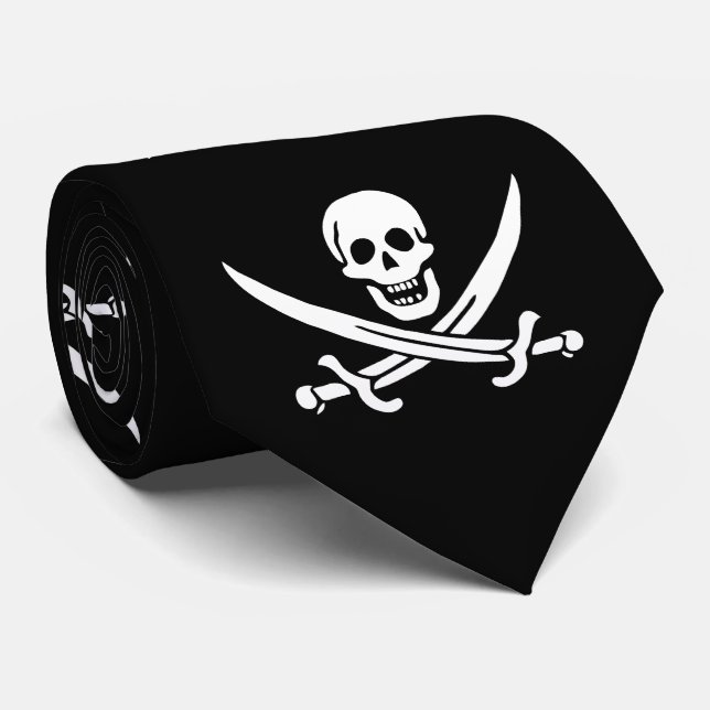 Pirate Flag Skull Crossed Swords Tie (Rolled)