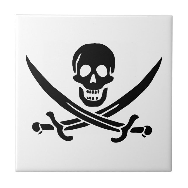 Pirate Flag Skull Crossed Swords Tile (Front)