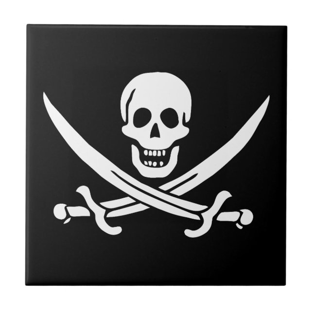 Pirate Flag Skull Crossed Swords Tile (Front)