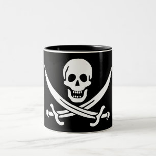 Pirate Flag Skull Crossed Swords Two-Tone Coffee Mug