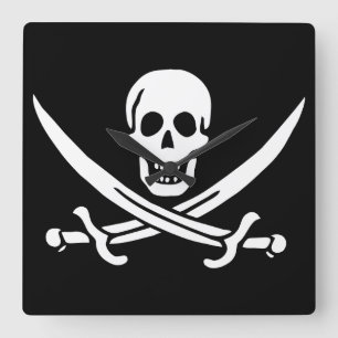 Pirate Flag Square Wall Clock