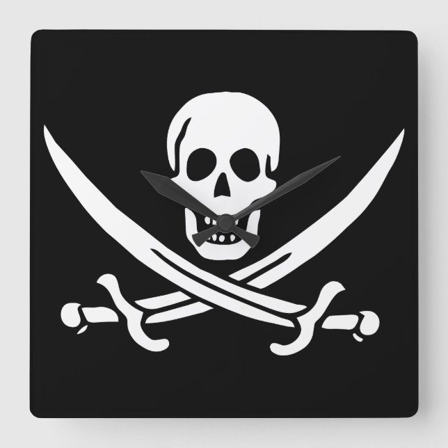 Pirate Flag Square Wall Clock (Front)